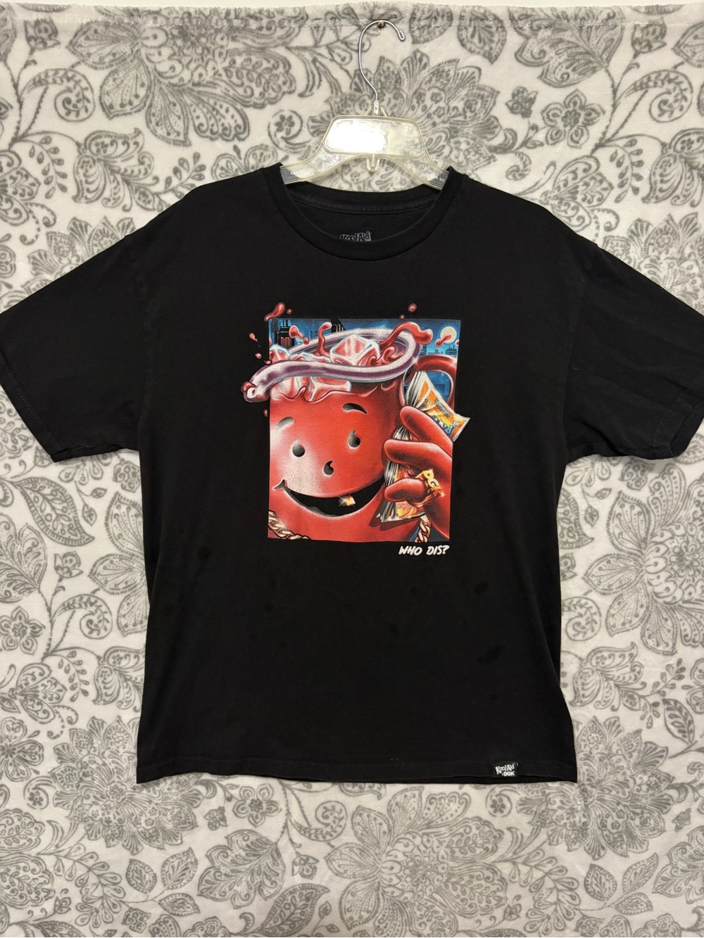 Black Men’s Graphic Tee with Red Kool-Aid Inspired Character
